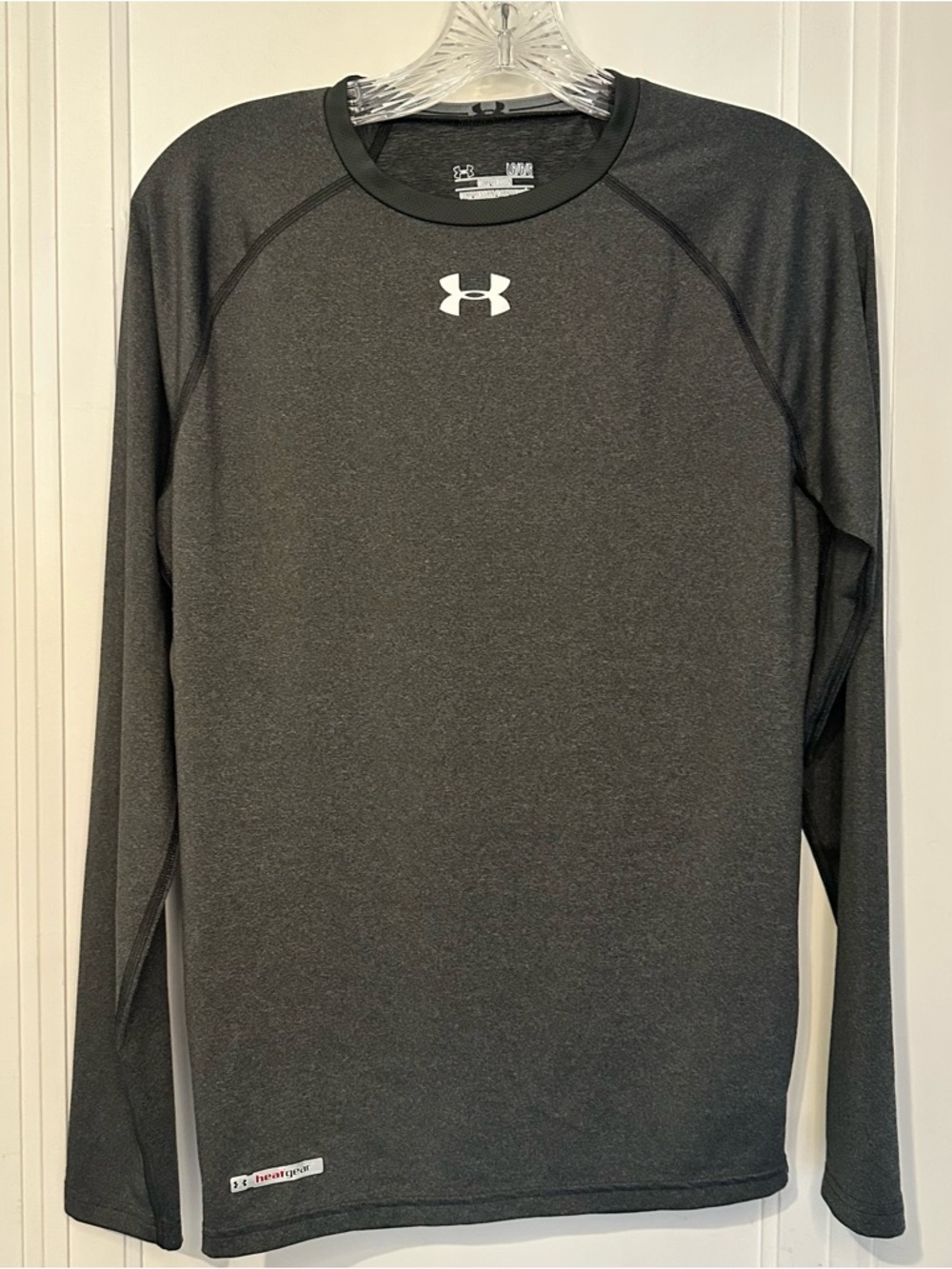 Under Armour HeatGear Mens Compression Shirt Long Sleeve Gray Size Large